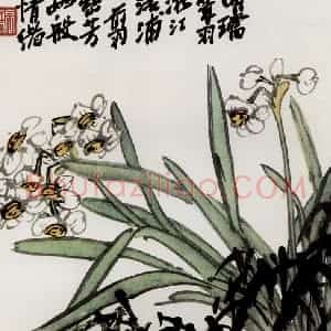 无纪年 陈师曾《水仙墨竹》国画花鸟作品图片赏析