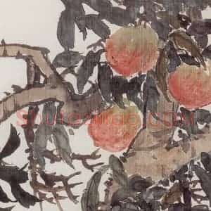 无纪年 陈师曾《桃实图》国画花鸟作品图片赏析
