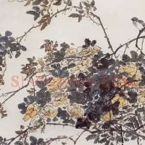 无纪年 陈师曾《猫雀蔷薇》国画综合作品图片赏析