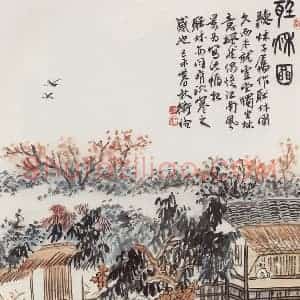 1919年 陈师曾《听秋图》国画综合作品图片赏析