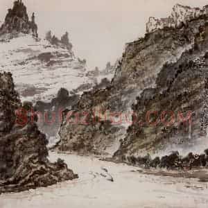 80年代 张安治《巫峡道中》国画山水作品图片赏析