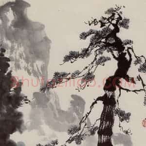 1937年 张安治《桂林山中》国画山水作品图片赏析