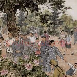 1956年 张安治《五一游园图》国画人物作品图片赏析