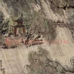 1957年 张安治《雨中瘦西湖》国画山水作品图片赏析