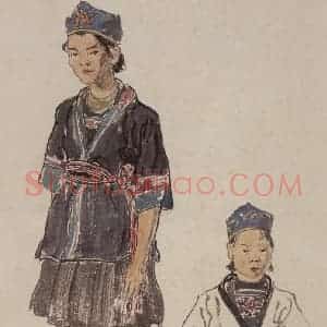 1940年 张安治《少数民族少女》国画人物作品图片赏析