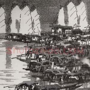 1996年 徐希《古运河上》国画山水作品图片赏析