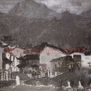1998年 徐希《姑苏小镇》国画综合作品图片赏析