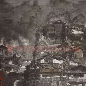 1999年 徐希《贵州拨茅山镇》国画综合作品图片赏析