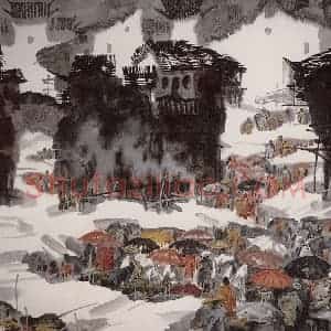 2000年 徐希《湘西苗家集市》国画综合作品图片赏析