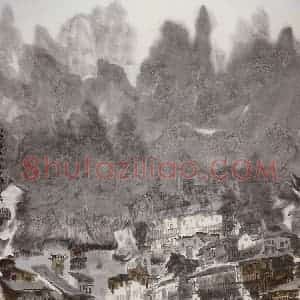 2000年 徐希《湘西小镇》国画作品图片赏析