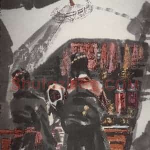 徐希《拉萨冲赛康市集》国画人物作品图片赏析