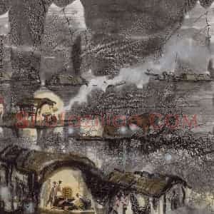 1992年 徐希《湖上渔家》国画山水作品图片赏析
