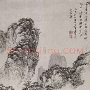 清代 王翚《王翚茅屋长松图轴》国画山水作品图片赏析