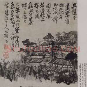 清代 石涛《石涛郊行图轴》国画综合作品图片赏析