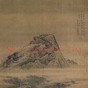 清代 袁江《袁江村居即景图轴》国画山水作品图片赏析