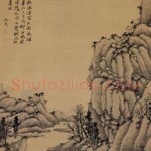 明代 沈周《沈周秋泛图轴》国画综合作品图片赏析