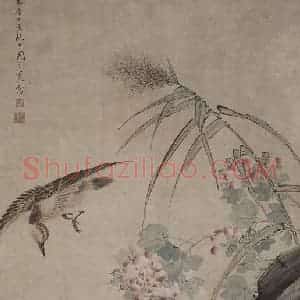 明代 周之冕《周之冕芙蓉双凫图轴》国画花鸟作品图片赏析
