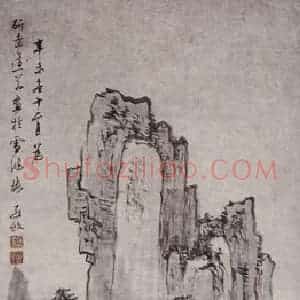 清代 罗牧《罗牧山水图轴》国画山水作品图片赏析