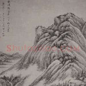 清代 奚冈《奚冈秋溪烟舍图轴》国画山水作品图片赏析
