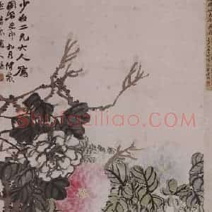 清代 赵之谦《赵之谦牡丹图轴》国画花鸟作品图片赏析