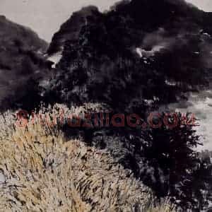 现代 石鲁《石鲁麦浪图轴》国画综合作品图片赏析