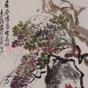 1979年 王个簃《王个簃欣欣向荣图轴》国画花鸟作品图片赏析