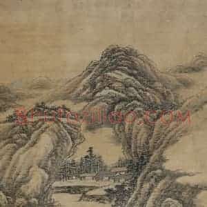 清代 傅雯《傅雯秋江山路图轴》国画山水作品图片赏析