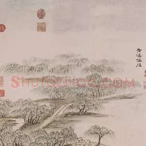 清代 董邦达《董邦达青溪落雁图轴》国画山水作品图片赏析