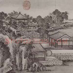 清代 姚文瀚《姚文瀚楼阁图轴》国画综合作品图片赏析