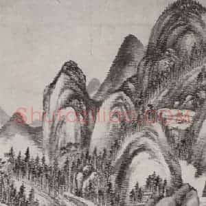 清代 弘旿《弘旿林壑渔樵图轴》国画山水作品图片赏析