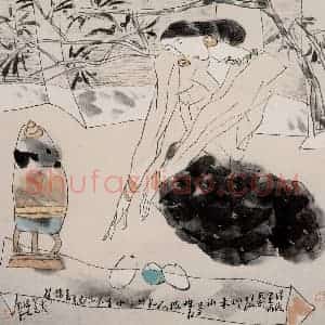 1994年 方增先《月落星稀天欲明》国画综合作品图片赏析