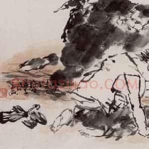 2001年 方增先《放牧》国画综合作品图片赏析