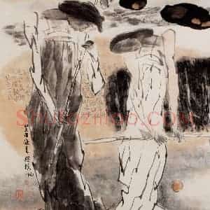 2002年 方增先《白云蓝天》国画综合作品图片赏析