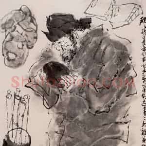 2004年 方增先《玩砚》国画综合作品图片赏析