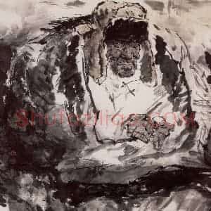 2005年 方增先《绒帽老人》国画人物作品图片赏析