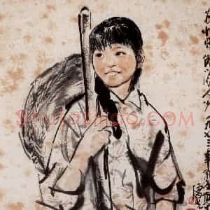 1973年 方增先《农忙时节闲人少》国画人物作品图片赏析