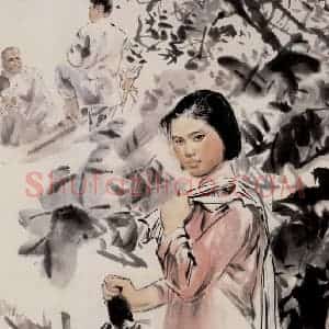 1975年 方增先《焦淑红艳阳天插图之二》国画人物作品图片赏析