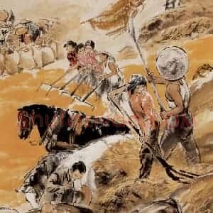 1975年 方增先《秋收艳阳天之五》国画综合作品图片赏析