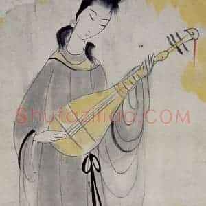 1961年 林风眠《弹唱》国画人物作品图片赏析