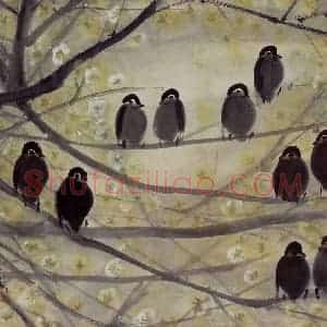 林风眠《小鸟》国画花鸟作品图片赏析