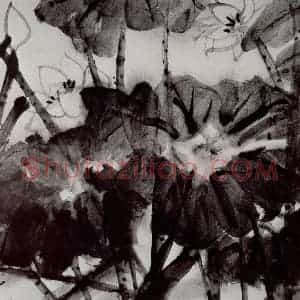 1977年 林风眠《墨荷》国画花鸟作品图片赏析