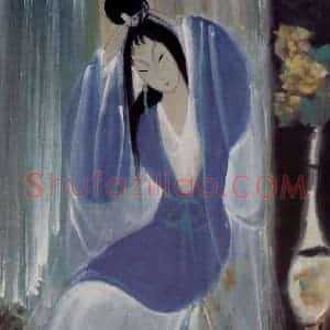 70年代 林风眠《早晨》国画人物作品图片赏析