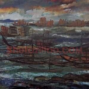 1978年 林风眠《海》国画山水作品图片赏析