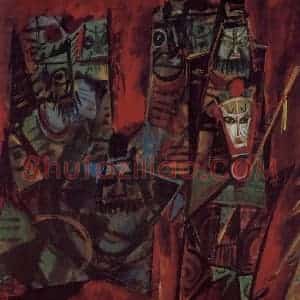 1978年 林风眠《闹天宫》国画人物作品图片赏析
