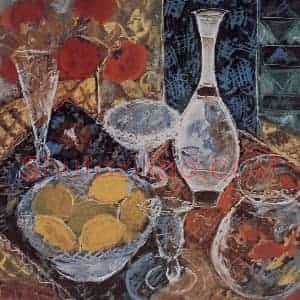 1960年 林风眠《闪光的器皿》国画综合作品图片赏析