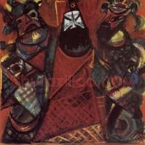 80年代 林风眠《捉放曹》国画人物作品图片赏析
