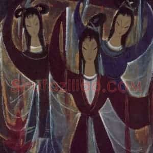 80年代 林风眠《宝莲灯》国画人物作品图片赏析