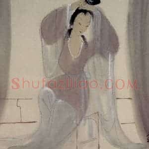 60年代 林风眠《晨妆》国画人物作品图片赏析