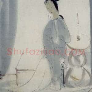 60年代 林风眠《思》国画人物作品图片赏析