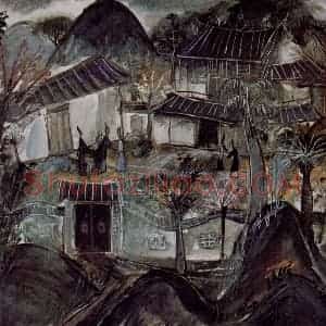 1964年 林风眠《无题》国画山水作品图片赏析